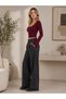 Women's High Waist Pleated Wide Leg Anthracite Woven Trousers Cm26Pl00002 - 5