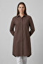 Graz Comfortable Fit Hidden Button Long Sleeve Terikoton Long Women's Shirt & Hijab Shirt - Brown