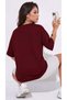 Women's oversized casual t-shirt crew neck free life burgundy - 6