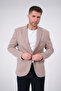 Men's Slim Fit Blazer Jacket Beige White Dotted - 4