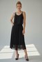 Women's Black Dress with Rope Detail and Flared Circle Skirt 51017