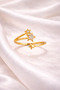 Women's Minimal Star Figured Zircon Stone Adjustable Gold Color Ring - 3