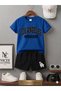 Summer Children's T-Shirt Shorts Unisex (Black Losangelis Paçada L.A Print)