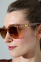 Women's Gold Detail Leopard Pattern Frame Brown Glass Sunglasses - 2