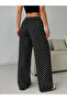Women's Polka Dot Patterned Wide Leg Pants Comfortable Fit Palazzo Trousers Summer Stylish Model - 3