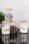 Set of 4 Bamboo Vacuum Lids 800 ml Glass Jars with Transparent Labels for Tea, Sugar, Coffee, Salt Storage Jars - 3