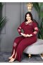 Plus Size Women's Tulle Gradient Floral Stone Appliqué Premium Suit with Slit Sleeves and Tulle Trim