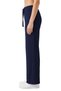 Premium - Tide Collection |   Navy Blue Lace-Up Wrinkled Textured Wide-Leg Women's Trousers - 3