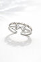 Women's Pearl Detailed Bow Figured Adjustable Silver Color Elegant Ring with Zircon Stone - 3
