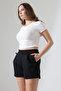 Women's Black High Waist Shorts - 2
