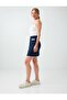 Navy Blue Crochet Detailed Cotton Short Skirt - 2