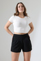 Women's Black High Waist Shorts - 4