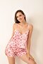 Satin Pajama and Nightgown Set with Drawstring Straps - 2