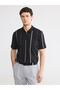 Esvab • Modern & Distinctive Devrik Roba Collar Striped Pique Men's T-Shirt