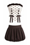 Imported Fabric Polka Dot Patterned Strapless Design Corset Balloon Skirt Set - 3