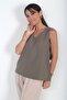 Women's V-Neck Ribbed Italian Cotton Lyocell Blouse