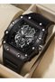 Mens Rubber Strap Quartz Watch Analog Barrel Shaped Dial Skeleton Mechanical Style Waterproof Luminous Sports Wristwatch Gift for Men Black 1 - 3