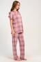 Women's Front Buttoned Short Sleeve Pink Pajama Set C6T9N1215 - 3
