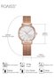Women's Quartz Watch with Mesh Strap Round White Dial Rhinestone Decoration Waterproof Elegant Analog Wristwatch Gift for Women - 2
