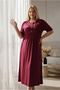 Women's Plus Size Lace Detailed 4-Button Cotton Mother's Nightgown
