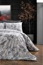 Gray Floral Double Duvet Cover Set with Elastic Sheet (160X200) - 3