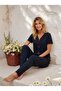Women's Ribbon/Bow Decorated Short Sleeve High Quality Stretchy Pajama Set - 2