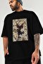 For the Sake of Cat Love 121 Front Cat Printed Black Oversize T-Shirt 100% Cotton Unisex Cat Lover Premium Design - 3