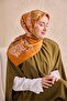 وشاح حرير تويلي بلون برتقالي غامق 90x90 - 2