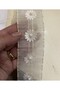 Cream Pearl Detailed Daisy Gathered Ruffle 4 cm 1 Meter Gift Decoration - 3