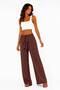 Women's Fabric Embossed Detailed Loose-Fitting Trousers with Wide Legs and Lace-Up Front, Stylish Twist Detail - 6