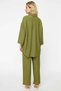 Women's Plus Size Woven Linen Blend Shirt Pants Beach Set Tie-Up Casual Comfortable Modern - 5