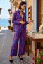 Women's Plus Size Oversize Shirt Pants Set Abstract Patterned Long Sleeve Woven Beach Set Casual - 2