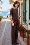 Women's Soft Touch Knitted Suit Short Sleeve Crew Neck Wide Leg Long Length Pockets Comfortable Casual Modern - 2