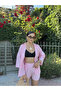 Pink Tensel Oversize Shirt Shorts Set