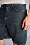 100% Cotton Straight Fit Navy Blue Jean Bermuda Shorts I1877Ax26Hs - 4