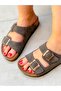 Stella Khaki Double Buckle Daily Flat Sole Women's Slippers - 3