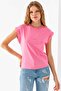 Women's Crew Neck Printed Cotton T-Shirt Pink - 925009