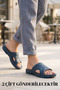 2 Pieces Will Be Sent - Hydroflex Unisex Navy Blue Anatomically Supported Soft Sole Beach Pool Sweat-Resistant - 3