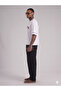 Elastic Waist Jacquard Pocketed Baggy Black Trousers - 4