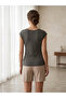 Women's Antarsit V-Neck Low Sleeve Viscose Elastane Blouse Thsirt - 4