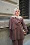 Women's Gold Detailed Cape Suit Brown - 6