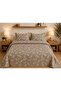 Leaf Embroidered Luxury Bedspread 240X260 cm Double Size