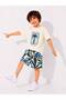 Boy's Palm Tree Printed Shorts Set Cream Color Summer 2-Piece Set - 2