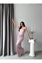 Powder Strapless Glittery Draped Long Evening Dress - 3