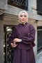 Women's Side Metal Buttoned Waist Tie Suit Purple - 3