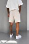 Men's Beige Pleated Comfortable Fit Summer Modal Shorts Ke-2100 - 2