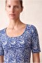 Women's Blue Patterned Jacquard Regular Fit Wide Crew Neck Half Sleeve Crop Blouse Jana - 6