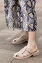 700 Genuine Suede Leather Caged Strap Low Heeled Ultra Light Comfortable Women's Slippers Beige - 2