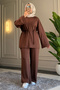 6050 - Stylish, Comfortable, Soft Modal Knitted Fabric Women's Set with Waist Tie Detail - 3