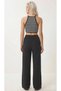 100% Cotton Linen Look Palazzo Summer Fabric Comfortable Cut Lace-Up Elastic Pockets Women's Pantalon Anti-Sweat - 3